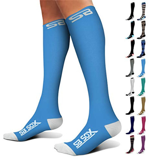 SB SOX Compression Socks 20-30mmHg for Men Women - Best Stockings for Running Medical Athletic Edema Diabetic Varicose Veins Travel Pregnancy Shin Splints BlueWhite Medium SB SOX Compression Socks 20-30mmHg for Men Women - Best Stockings for Running Medical Athletic Edema Diabetic Varicose Veins Travel Pregnancy Shin Splints BlueWhite Medium