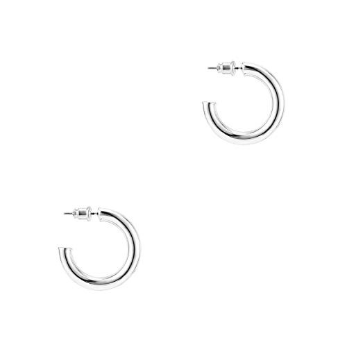 PAVOI 14K White Gold Hoop Earrings For Women  3_5mm Thick 20mm Infinity Gold Hoops Women Earrings  Gold Plated Loop Earrings For Women  Lightweight Hoop Earrings Set For Girls