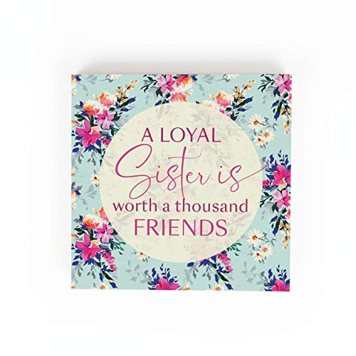 P_ Graham Dunn Loyal Sister Floral Pink 5_38 x 5_38 Pine Wood Tabletop Word Block Sign