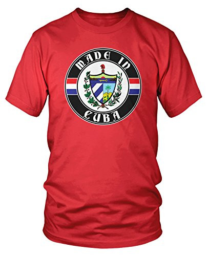 Amdesco Mens Made in Cuba Cuban Coat of Arms T-Shirt Red Medium