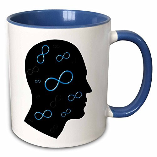 3dRose mug-41798-6Think about Science  Infinity in your mind  group of white infinity symbols Two Tone Blue Mug 11 oz Multicolor