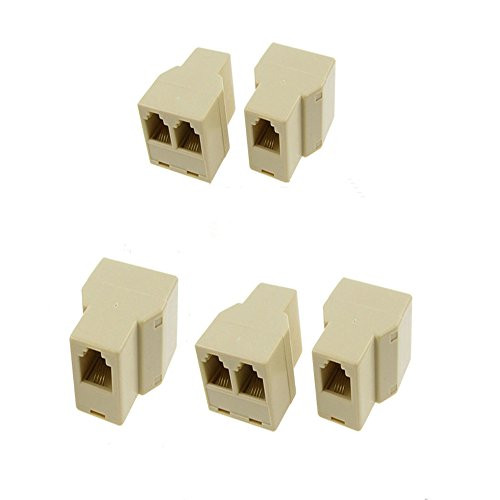 Gfortune 5pcs RJ11 1 Female to 2 Female Plug Telephone Lines Cable Sharing Jointer Adapter