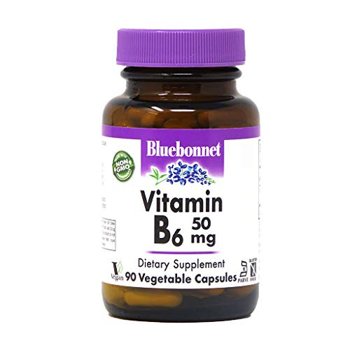 Bluebonnet Nutrition Vitamin B6 Vegetable Capsules 50 mg for Cardiovascular and Nervous System Health Soy Free Gluten Free Kosher Dairy Free Vegan Non-GMO 90 Vegetable Capsules 90 Servings Bluebonnet Nutrition Vitamin B6 Vegetable Capsules 50 mg for Cardiovascular and Nervous System Health Soy Free Gluten Free Kosher Dairy Free Vegan Non-GMO 90 Vegetable Capsules 90 Servings