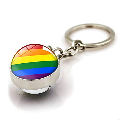 CENWA LGBT Gay Pride Rainbow Time Gemstone Double-sided Glass Ball Pendant Necklace LGBT Lesbian Jewelry rainbow keychain CENWA LGBT Gay Pride Rainbow Time Gemstone Double-sided Glass Ball Pendant Necklace LGBT Lesbian Jewelry rainbow keychain