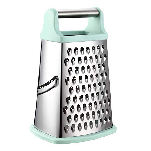 Spring Chef Professional Box Grater Stainless Steel with 4 Sides Best for Parmesan Cheese Vegetables Ginger XL Size Mint