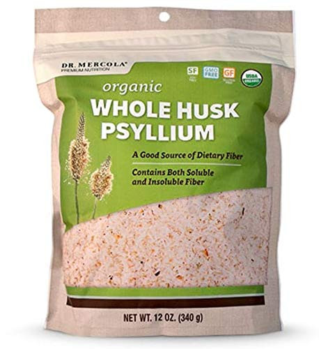 Dr_ Mercola Organic Whole Husk Psyllium 68 Servings12 oz_ Non GMO Gluten Free Soy Free USDA Organic