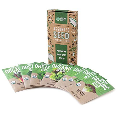 7 Varieties of Leafy Power Green Organic Seeds Non-GMO Seeds for Planting Heirloom Seeds - Spinach Seeds Arugula Kale Lolla Rossa Lettuce Seeds Buttercrunch Gourmet Mix Lettuce Swiss Chard