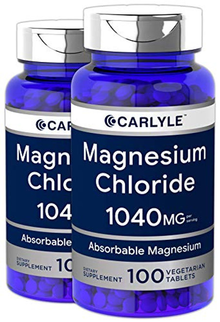 Carlyle Magnesium Chloride 1040 mg 200 Tablets Cloruro de Magnesio Vegetarian Non-GMO Gluten Free Supplement Carlyle Magnesium Chloride 1040 mg 200 Tablets Cloruro de Magnesio Vegetarian Non-GMO Gluten Free Supplement