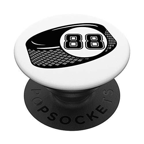 Ice Hockey 88 No_ 88 Player Number 88 On Hockey Puck PopSockets Grip and Stand for Phones and Tablets