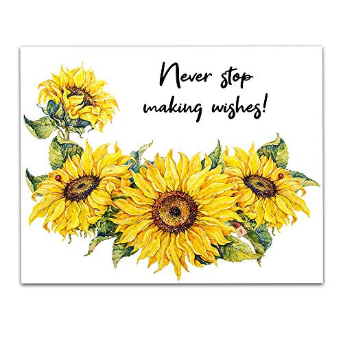 Never stop making wishes Motivational Wall Art- Unframed 11 x 14 Print - Inspirational Gift for Family   Friends