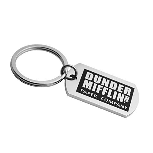 JINGMARUO The Office TV Show Quote Stainless Steel Keychain Funny Gift for Dwight Schrute Fans Dunder Mifflin INC Paper Company