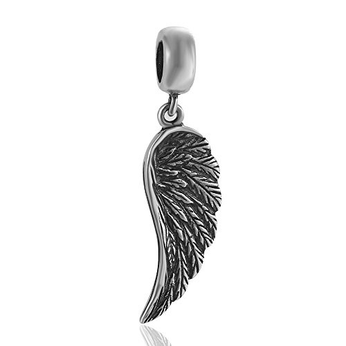Angel Wing Charms Original 925 Sterling Silver Feather Pendant Charms for Snake Chain Bracelet Antique Angel Wing Charms Original 925 Sterling Silver Feather Pendant Charms for Snake Chain Bracelet Antique