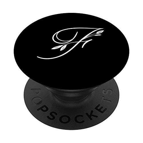 Letter F Monogram Gift Floral Design Flower Font Initial F PopSockets PopGrip Swappable Grip for Phones   Tablets