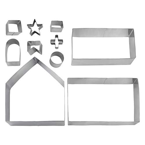 10 Pieces Stainless Steel Christmas Biscuit Cutter Set Various Shaped Cookie Cutter Set Baking Dough Tools Mold for Pressing Cookie Sandwich and Bread