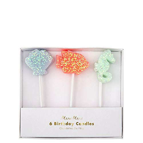 Meri Meri Under The Sea Creature Glitter Candles Birthday Party Decorations - Pack of 6