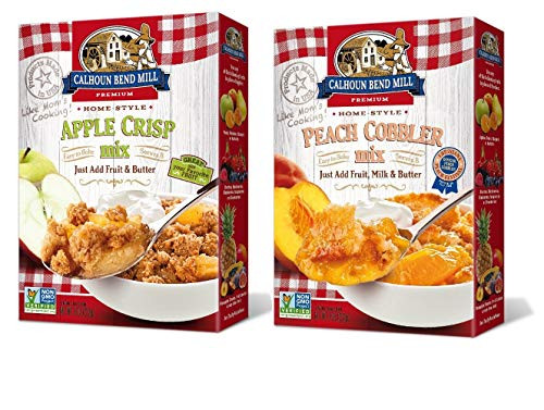 Calhoun Bend Mill Variety 2 Pack Bundle Mixes  1 Apple Crisp Mix 8oz and 1 Peach Cobbler Mix 8oz