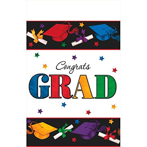 Amscan Cool Graduation Dare to Dream Class 2016 Tablecover Party Tableware, Plastic, 54" x 102"
