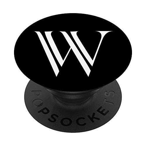 Letter W Initial Gift Original Design Block Font Monogram W PopSockets PopGrip Swappable Grip for Phones   Tablets