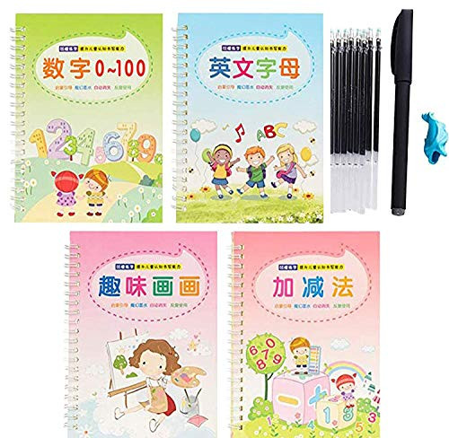 Kids Magic Writing Board Reusable Magic Writing Paste ChildrenBe Reused Handwriting Copybook Set Magic Calligraphy Tracing Book for Kid Calligraphic Letter Writing with Pen