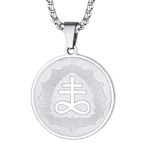 FaithHeart Satanic Necklace Stainless Steel Inverted Cross Satanic Jewelry for Men Sigil of Lucifer Satanic Symbol Necklaces FaithHeart Satanic Necklace Stainless Steel Inverted Cross Satanic Jewelry for Men Sigil of Lucifer Satanic Symbol Necklaces