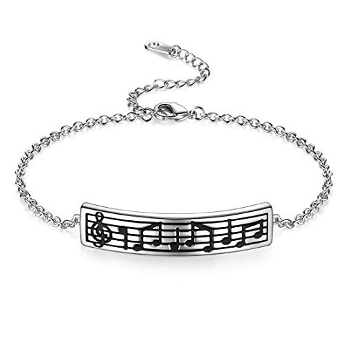 Beautlace Musical Note Adjustable Bracelets Silver Plated Love Heart Treble Clef Music Note Charm Bracelet Jewelry Gifts for Music Lover KB0013W