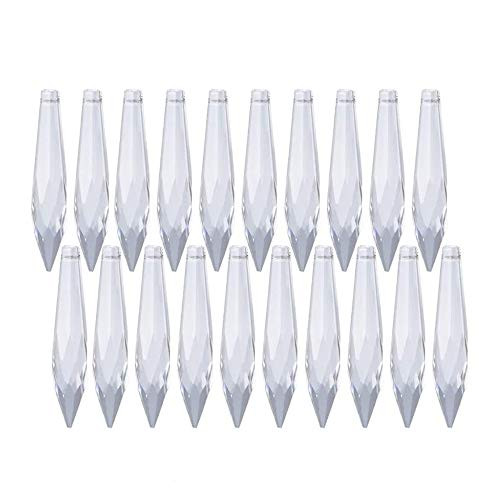 HDCRYSTALGIFTS 20pcs Crystal Prisms Icicle Chandelier Drop Parts Free Hanging Rings Curtain Lamp Drop 63mm Rainbow Maker Wedding Decor