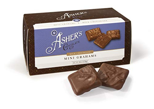 Ashers Chocolate Gourmet Chocolate Covered Mini Grahams Small Batches of Kosher Chocolate Family Owned Since 1892 Snack Size Box 6 oz Milk Chocolate