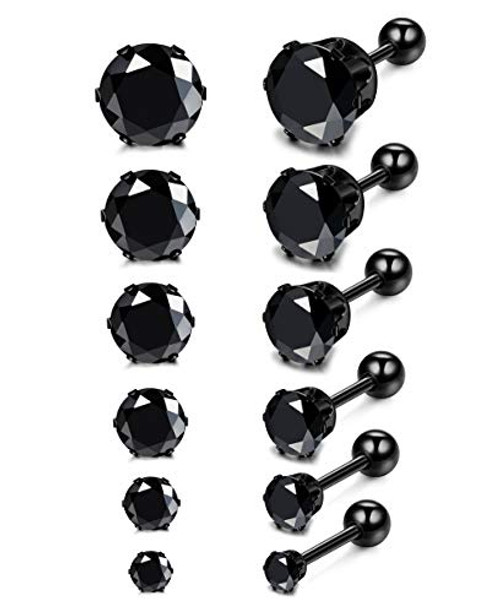 ORAZIO CZ Stud Earrings for Women Men Stainless Steel Cubic Zirconia Earrings Set Screwback FBlack Ball Screwback ORAZIO CZ Stud Earrings for Women Men Stainless Steel Cubic Zirconia Earrings Set Screwback FBlack Ball Screwback