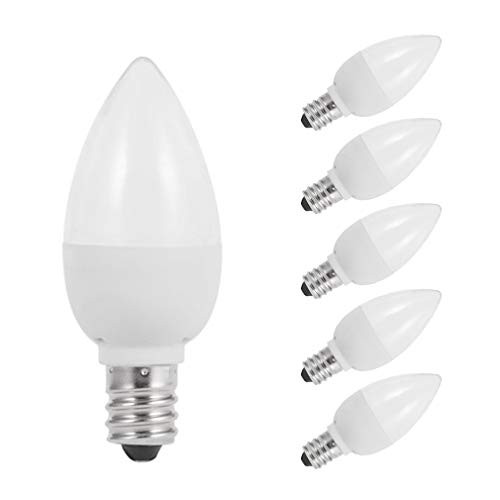 C7 Night Light Bulb S6 1Watt Mini LED Bulb Candelabra E12 Base 10 Watt Equivalent AC 120V White 6000K LED Small Light for Bedroom Bathrooms Refrigerator Bulb 5 Pack White