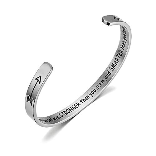 Cuff Bangle Bracelet You Are Braver than You Believe Stainless Steel Inspirational Jewelry You are Braver Than You Believe Stronger Than You Seem and Smarter Than You Think-SI Cuff Bangle Bracelet You Are Braver than You Believe Stainless Steel Inspirational Jewelry You are Braver Than You Believe Stronger Than You Seem and Smarter Than You Think-SI