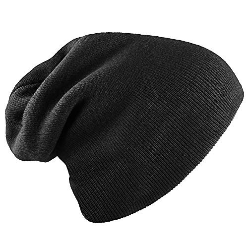 Mens Winter Beanie Hat Womens Skull Cap Stocking Caps with Warm Polar Fleece for Skiing Running Jogging Black