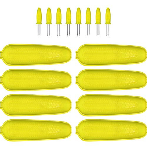 24 Pieces Corn Cob Holders and Dish Set Corn on the Cob Skewer Stainless Steel Skewer Needle BBQ Tool and Plastic Corn Tray 24 Pieces Corn Cob Holders and Dish Set Corn on the Cob Skewer Stainless Steel Skewer Needle BBQ Tool and Plastic Corn Tray