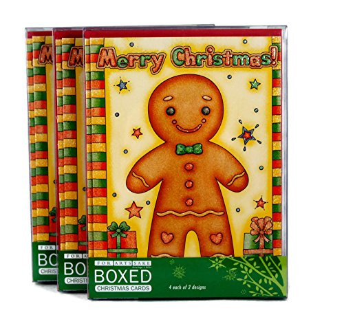 Merry Christmas Seasons Greeting Cards, Gingerbread Man and Snowman Designs, 24 Cards/Envelopes Merry Christmas Seasons Greeting Cards, Gingerbread Man and Snowman Designs, 24 Cards/Envelopes