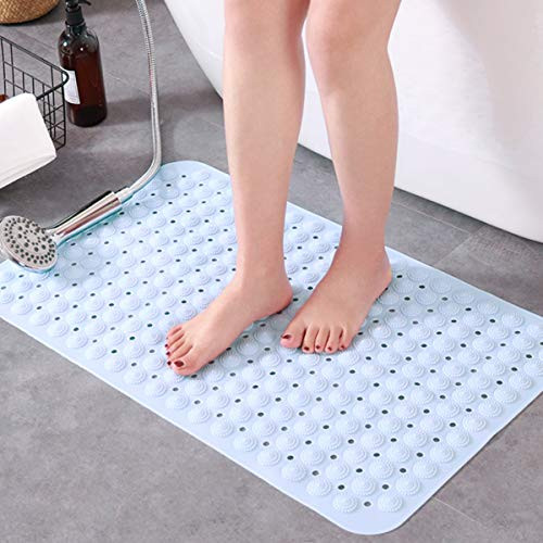 Bathroom Rugs Bath Anti-Slip Mat Shower Bath Toilet Toilet Bathroom Carpet Waterproof Massage Foot Mat Bathroom Mat Soft and Comfortable Bath Mat with Suction Cup Drainage Hole 16X31inch Blue