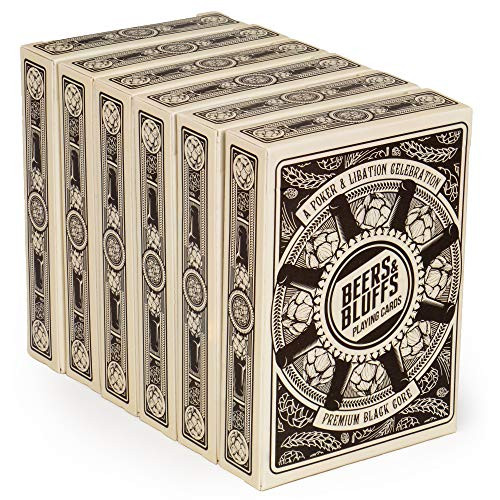 6 Decks Beers   Bluffs Craft Beer Themed Playing Cards  Cream Playing Cards with Custom Hop and Beer Bottle Card Art  Plastic-Coated 310gsm Black Core Standard Index Poker Size