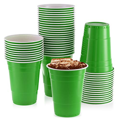 16 oz Green Cups 50 Pack Disposable Plastic Cup Big Birthday Party Cups Christmas Plastic Cups