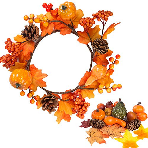 AILIMY Fall Door Wreath 15 inch Thanksgiving Harvest Door Wreath Halloween Easter Wreath for Front Door with Maple Leaf Berry Pumpkins Pine Cones Halloween Thanksgiving Decoration19PCs AILIMY Fall Door Wreath 15 inch Thanksgiving Harvest Door Wreath Halloween Easter Wreath for Front Door with Maple Leaf Berry Pumpkins Pine Cones Halloween Thanksgiving Decoration19PCs