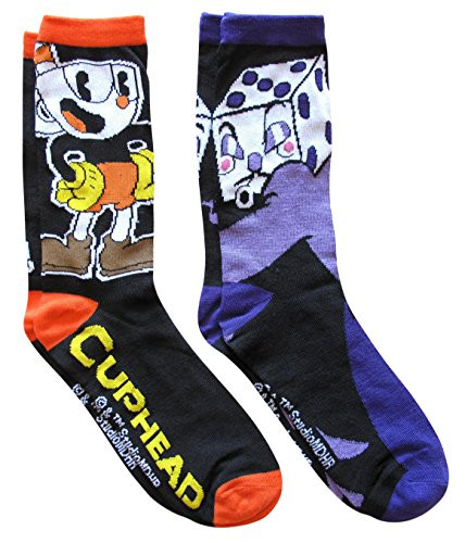 Hyp Cuphead and King Dice Mens Crew Socks 2 Pair Pack Shoe Size 6-12