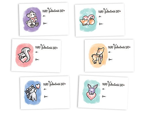 Cute Animals Classroom Valentine's Day Exchange Cards - 48 Cards