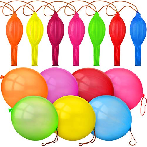 60 Pieces Punch Balloons Neon Playing Balloons Color Punch Balls with Rubber Band Handles for Kids Girls18 Inch Latex Big Punch Balloons for Presents Classroom Weddings Parties Decors