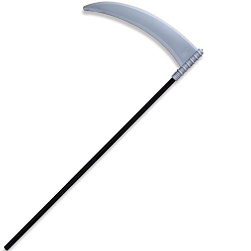 Fake Grim Reaper Scythe Halloween Costume Toy Stickle pop Sickle for Boys Adult Men Black