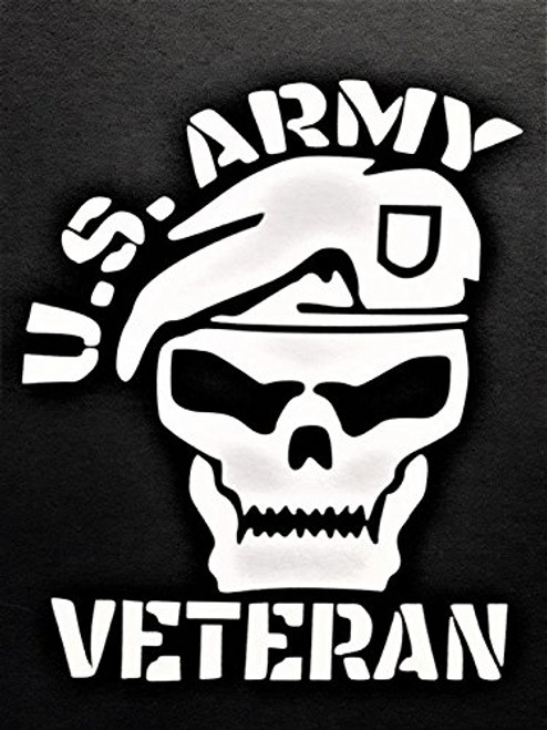 Chase Grace Studio Army Veteran Military Vinyl Decal Sticker|WHITE|Cars Trucks Vans SUV Laptops Wall Art|5.5" X 4.5"|CGS766