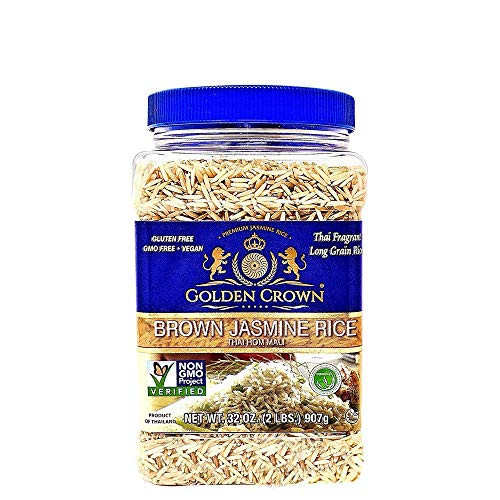 Golden Brown Jasmine Rice - Naturally Sourced Thai Fragrant Long Grain Gluten Free GMO free Vegan Kosher Halal Organic Rice - 32OZ 2Lb Golden Brown Jasmine Rice - Naturally Sourced Thai Fragrant Long Grain Gluten Free GMO free Vegan Kosher Halal Organic Rice - 32OZ 2Lb