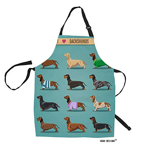 HGOD DESIGNS Dog Kitchen ApronCute Dachshund Dog Pattern Kitchen Aprons for Women Men for Cooking Gardening Adjustable Home BibsAdult Size HGOD DESIGNS Dog Kitchen ApronCute Dachshund Dog Pattern Kitchen Aprons for Women Men for Cooking Gardening Adjustable Home BibsAdult Size