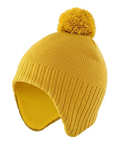 Home Prefer Kids Toddlers Winter Hat with Earflaps Skull Beanie Fleece Lined Knitted Hat for Boys Girls Yellow M