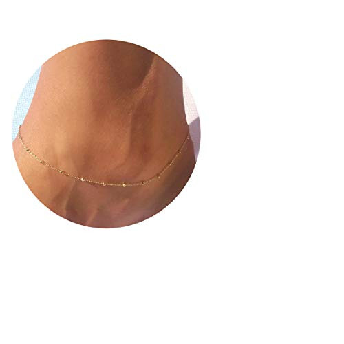 Kyerlyn Dainty Beaded Chain Ankle Bracelet for Women 18k GoldSilver Plated Summer Beach Adjustable Chain Anklet for Women Girl Teen Simple Fashion Jewelry Gift