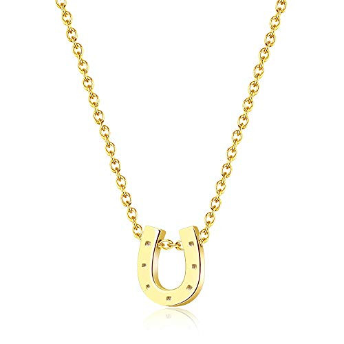 JSJOY Gold Tiny Horseshoe Necklaces for Women Groom Lucky Charm Jewelry Cute Dainty Necklace Layered U Pendant Necklaces Gifts for Bridesmaid Her Girls