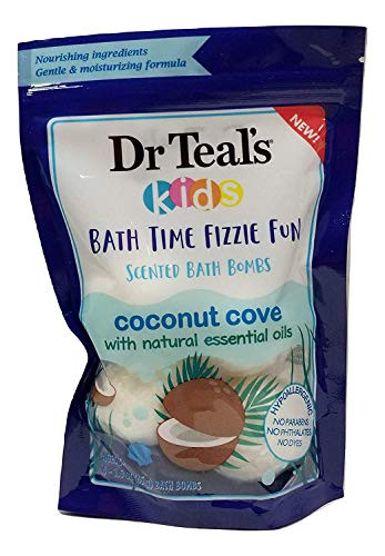 Dr Teals Kids Bath Time Fizzie Fun Scented Bath Bombs Coconut Cove with Natural Essential Oils