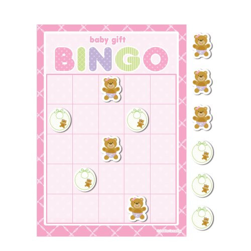 Creative Converting Baby Shower Teddy Baby Pink 10 Count Bingo Game