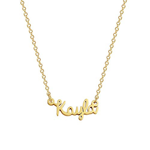 18K Gold Plated Stainless Steel Name Necklace Personalized Custom Name Kayla Necklace Customized Nameplate Necklace for Women Girls